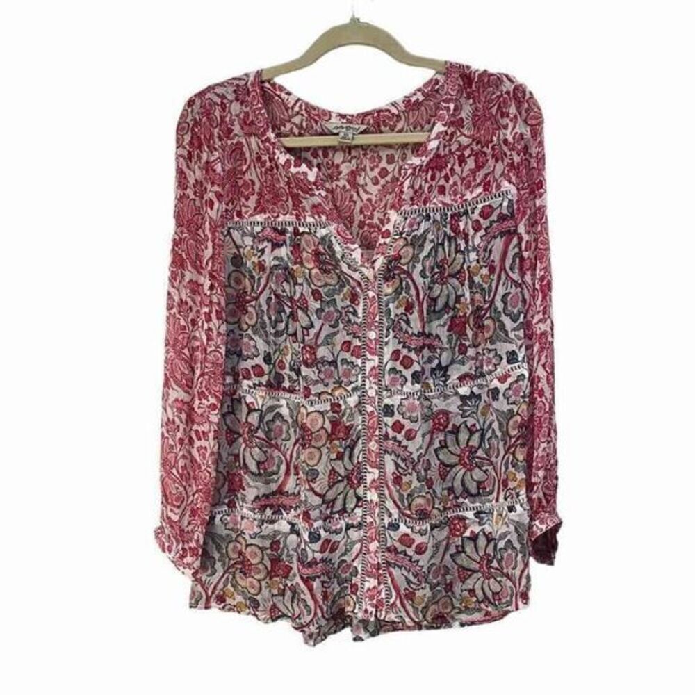 Lucky Brand Long Sleeve Sheer Top Blouse Size XS
